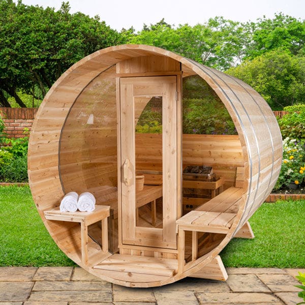 Dundalk Leisurecraft Canadian Timber Serenity MP Barrel Sauna with Porch
