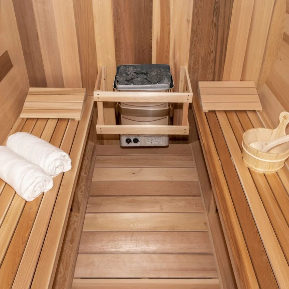 Dundalk Leisurecraft Canadian Timber Tranquility Barrel Sauna w/ Porch