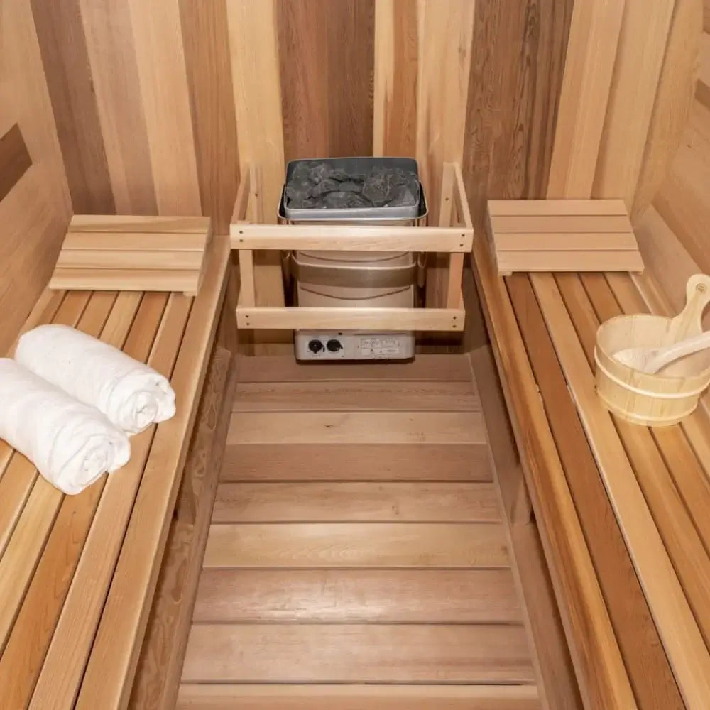 Dundalk Leisurecraft Canadian Timber Tranquility Barrel Sauna w/ Porch