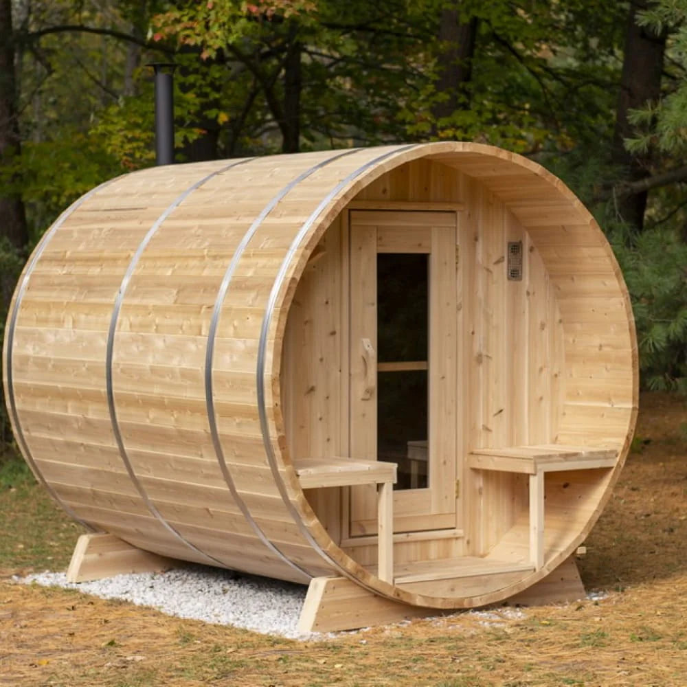 Dundalk Leisurecraft Canadian Timber Serenity Barrel Sauna with Porch