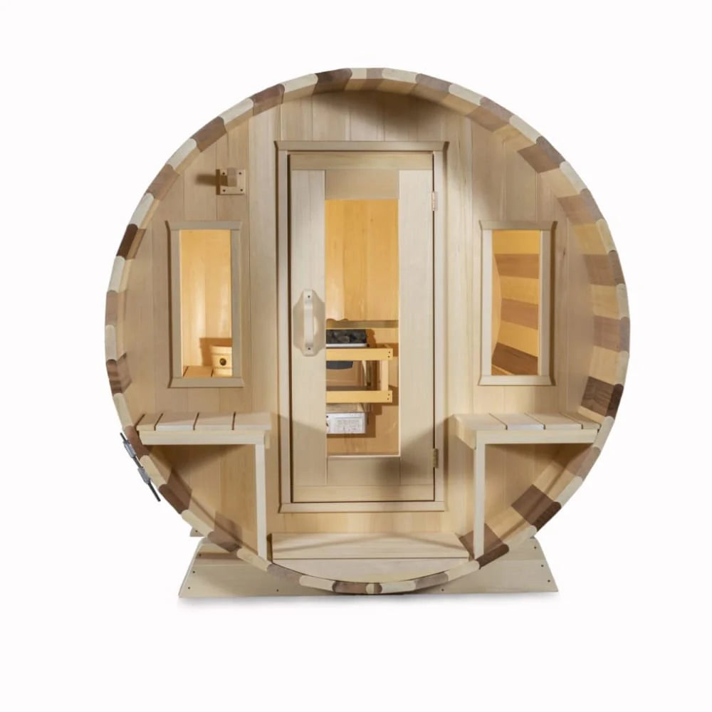 Dundalk Leisurecraft Canadian Timber Tranquility Barrel Sauna w/ Porch