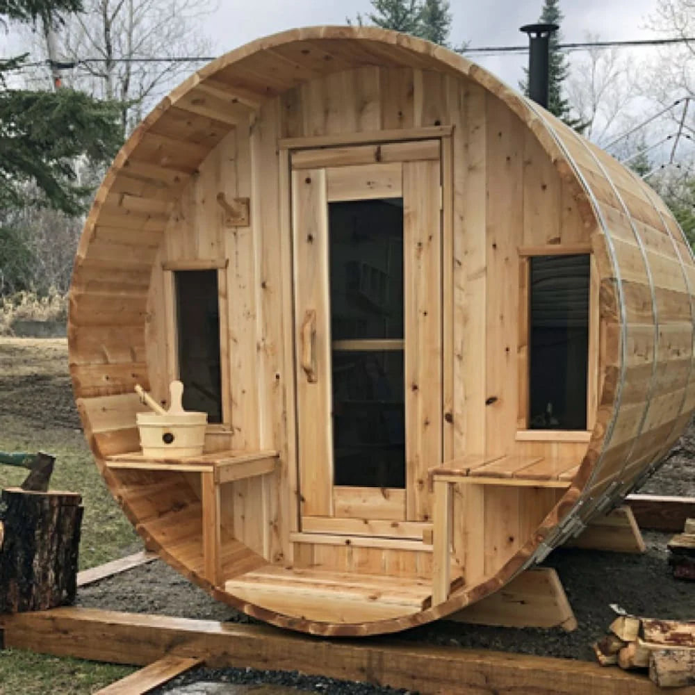 Dundalk Leisurecraft Canadian Timber Tranquility Barrel Sauna w/ Porch