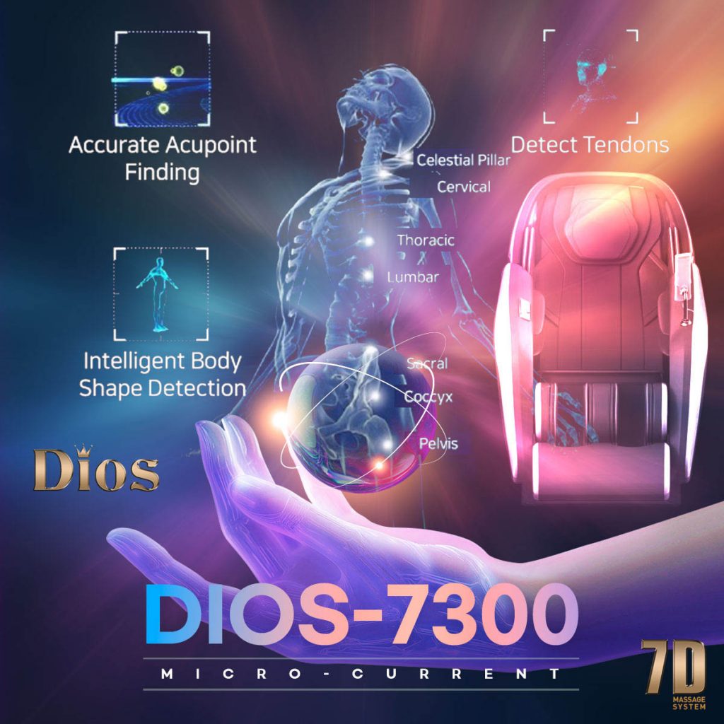 Dios Massage Chair 7D Dual Core Air Roller SL-track with 3D Calf Kneading Dios-7300 Gray/Brown