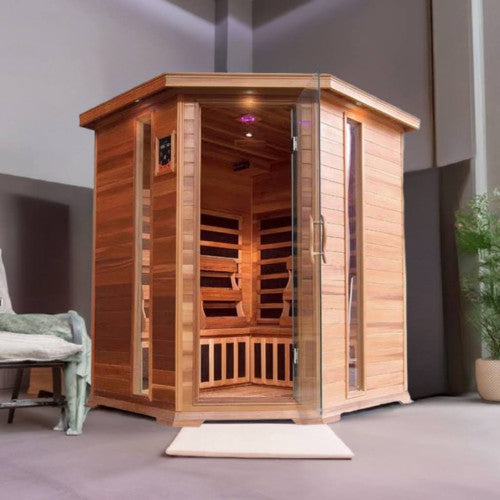 SunRay Bristol Bay 4-Person Indoor Infrared Corner Cedar Sauna