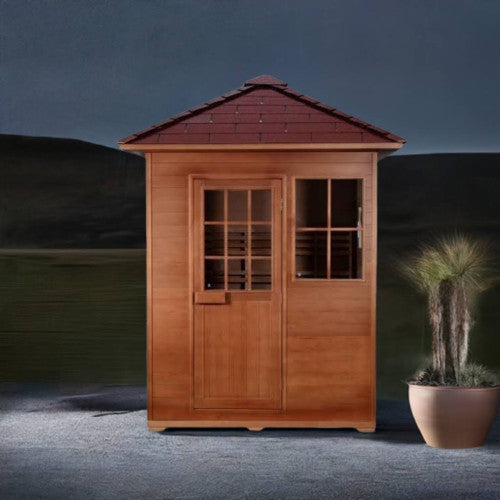 SunRay Freeport 3-Person Outdoor Traditional Wet/Dry Sauna with Harvia Heater