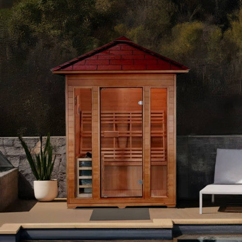 SunRay Waverly 3-Person Outdoor Traditional Sauna With Harvia Heater