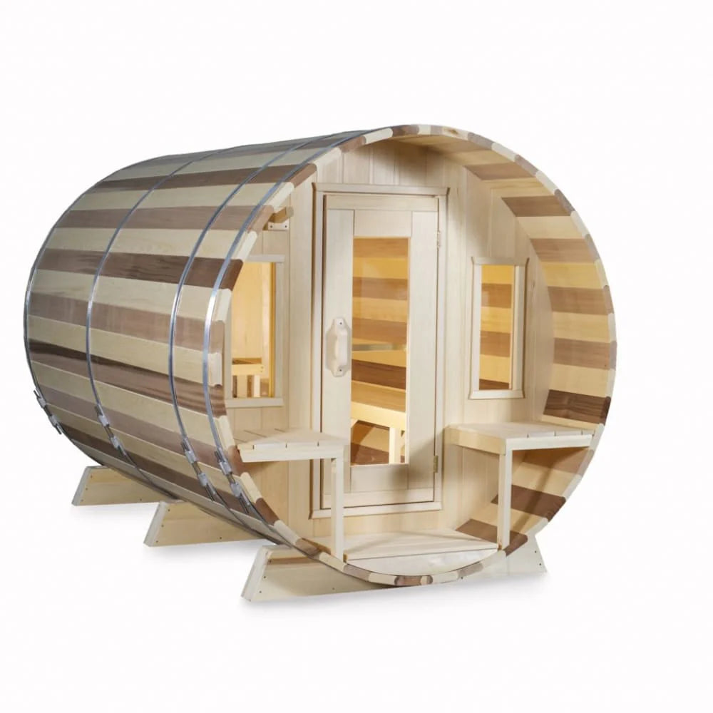 Dundalk Leisurecraft Canadian Timber Tranquility Barrel Sauna w/ Porch