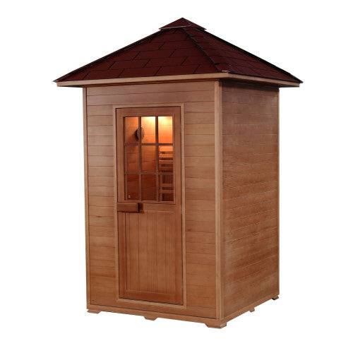 SunRay Eagle 2 Person Outdoor Traditional Wet/Dry Sauna with Harvia Heater