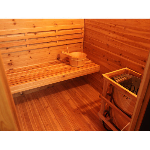 SunRay Denali 4-Person Contemporary Outdoor Sauna with Harvia Heater