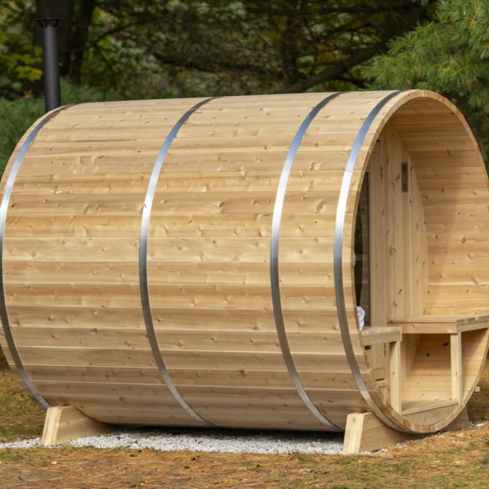 Dundalk Leisurecraft Canadian Timber Serenity Barrel Sauna with Porch