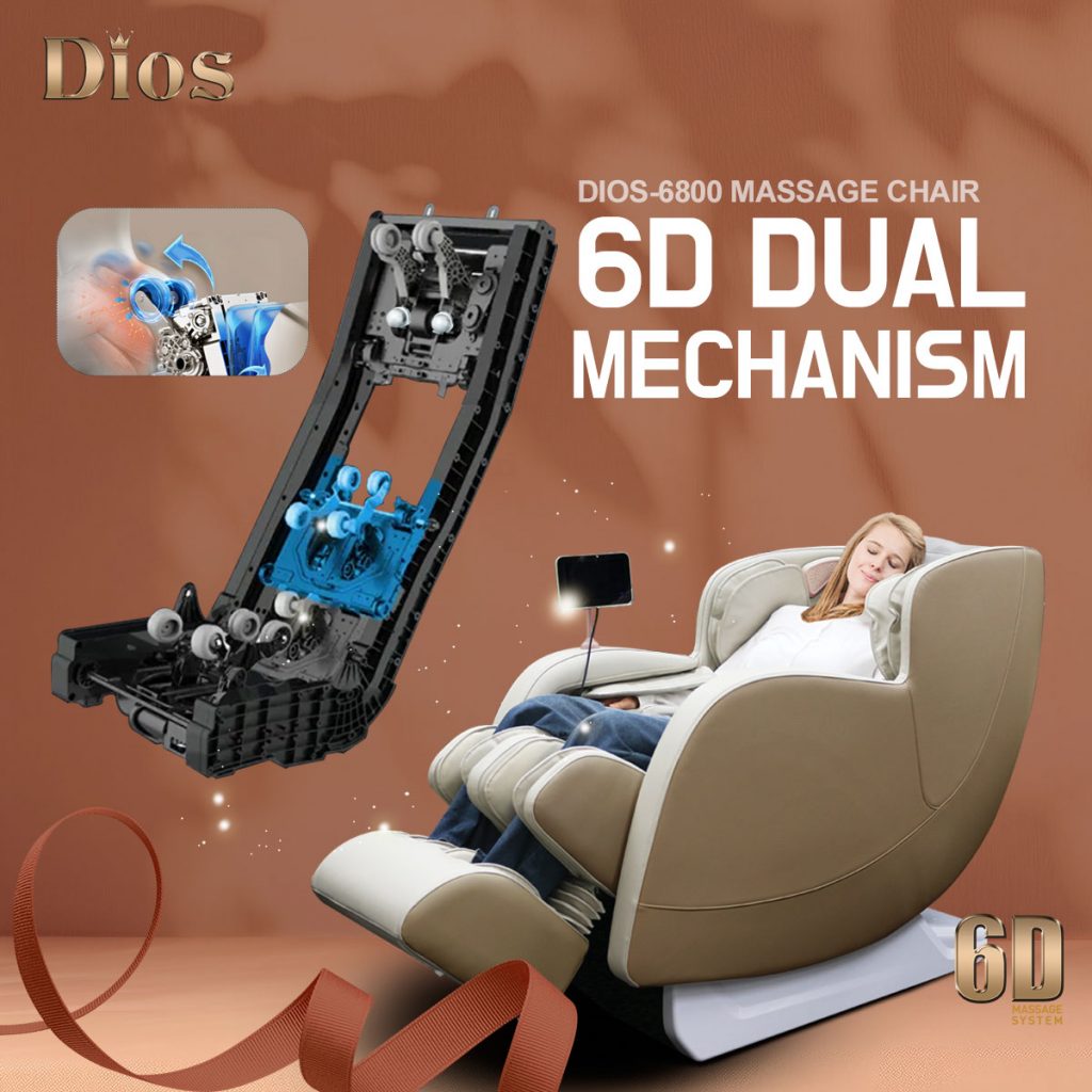 [Pre-Order 8-25-2025] Dios Massage Chair 6D Dual Core Air Roller SL-track Dios-6800 Black/Gray