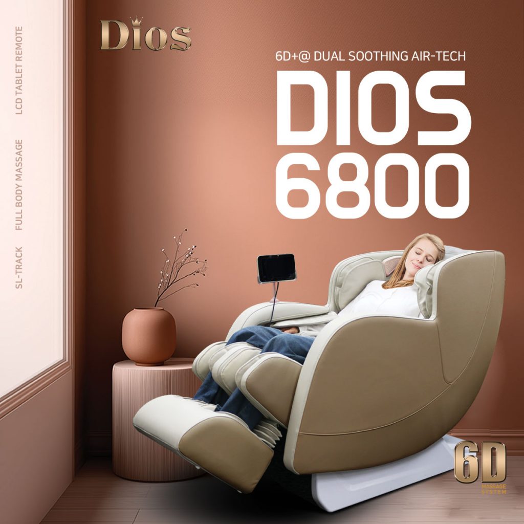 [Pre-Order 8-25-2025] Dios Massage Chair 6D Dual Core Air Roller SL-track Dios-6800 Beige/White