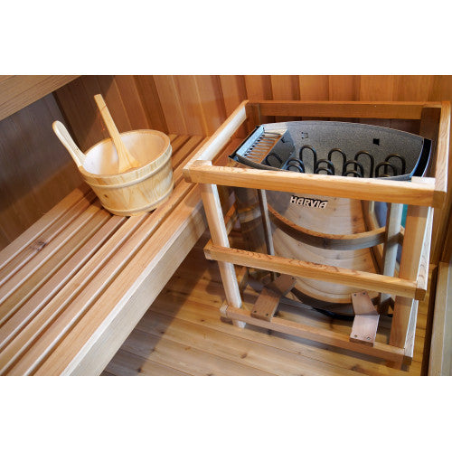 SunRay Hampton 4-Person Indoor Traditional Sauna Double Bench with 6kW Harvia Heater