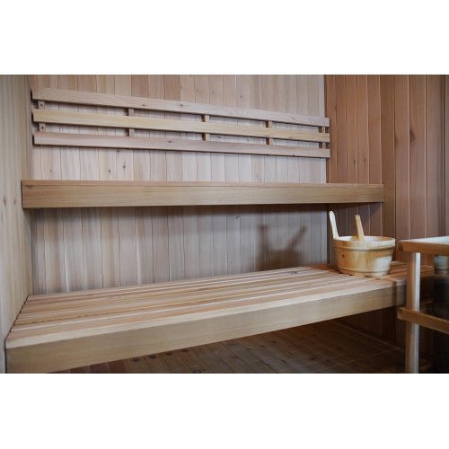 SunRay Hampton 4-Person Indoor Traditional Sauna Double Bench with 6kW Harvia Heater